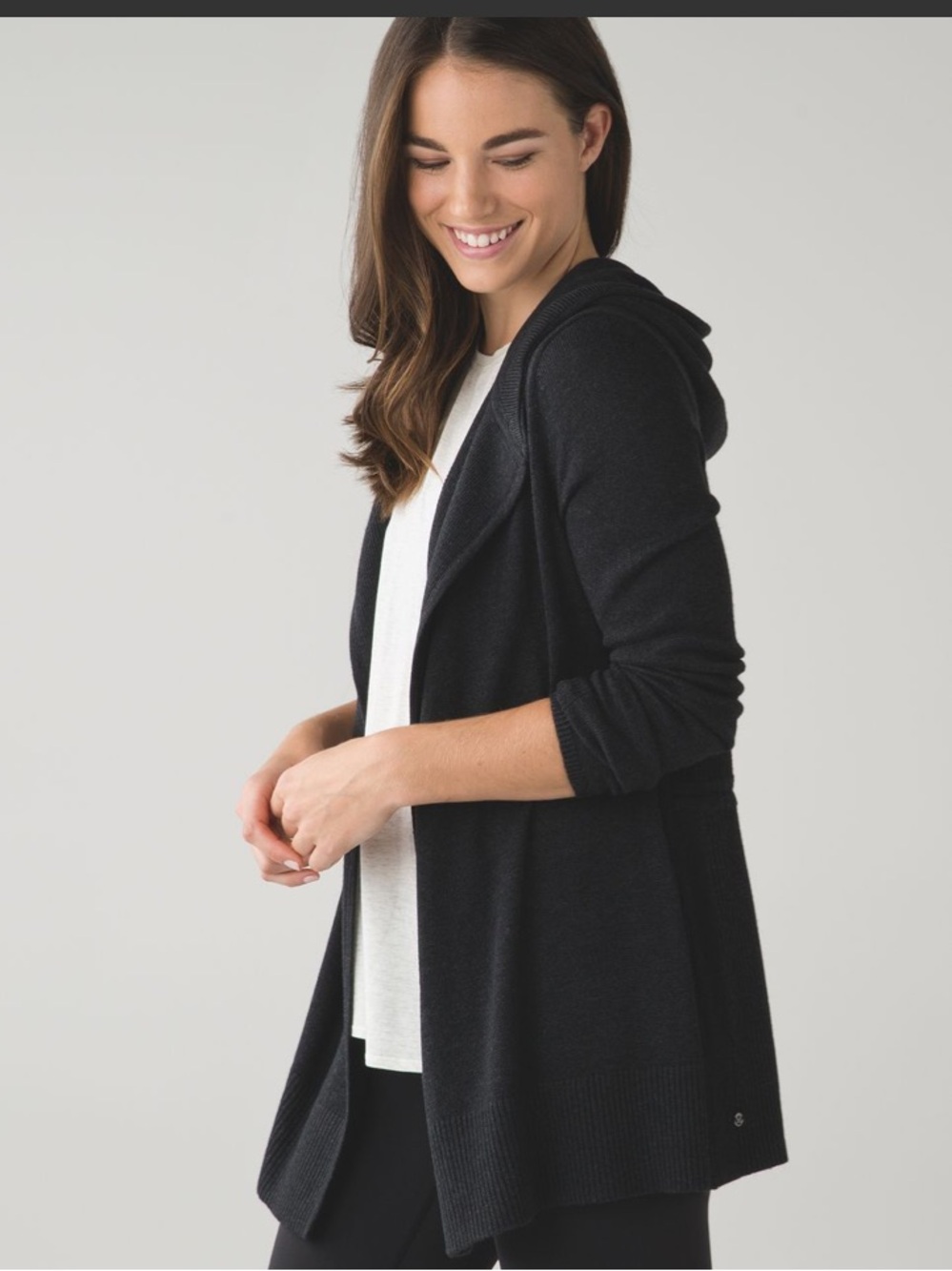 Lululemon Peace Of Mind Wrap Cardigan Sweater Heathered Black